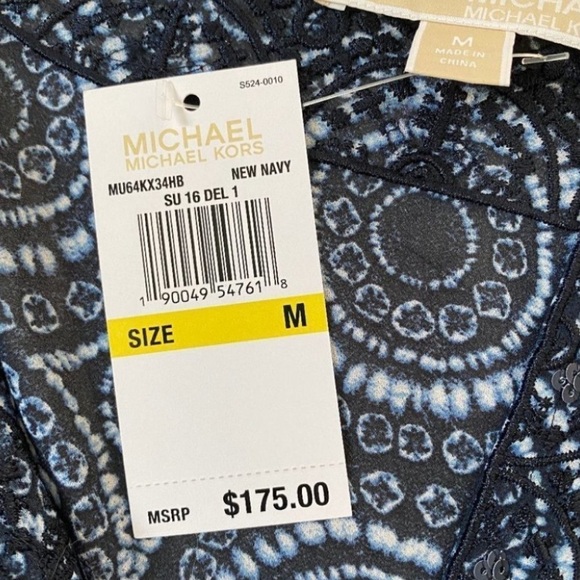 MICHAEL Michael Kors Print V-Neck Sheer Tunic with Beading Detail - Picture 9 of 12